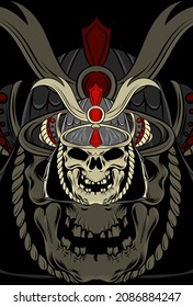 Skull with samurai vector illustration