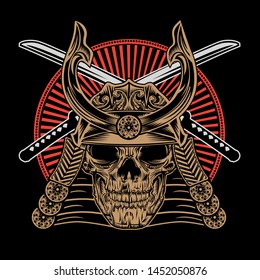 Skull Samurai Warrior Vector Illustration