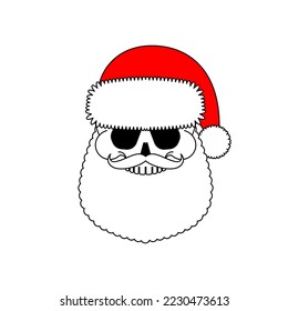 Skull of Santa. Christmas and New Year scary illustration.