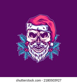 Skull Santa Claus Christmas Illustration For Business