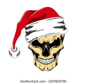 Skull in santa claus hat.