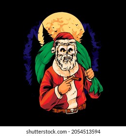 skull santa claus illustration premium vector