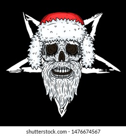 Skull. Santa claus skull with a pentagram