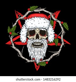 Skull. Santa claus skull with a pentagram