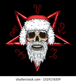 Skull. Santa claus skull with a pentagram