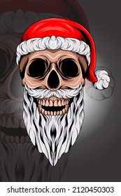 Skull santa claus vector illustration
