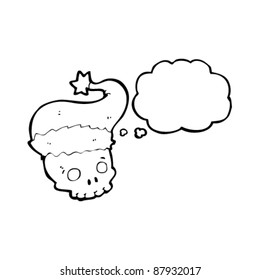 skull in santa hat cartoon