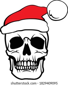 	Skull With Santa Hat, Christmas Skull es adecuado para camisetas, corte láser, sublimación, hobby, tarjetas, invitaciones, sitios web o proyectos artesanales. Perfecto para revistas, periódicos, etc.