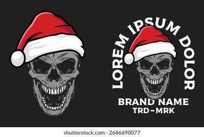 Skull with Santa hat t shirt design