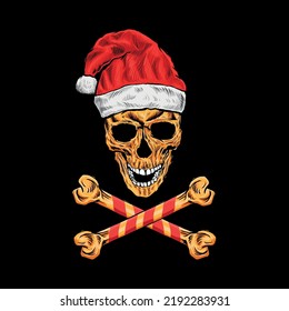skull santa head vector illustration