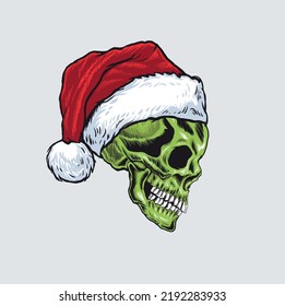 skull santa head vector illustration