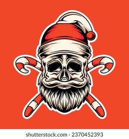 Skull Santa Vector Graphic Design illustration Emblem