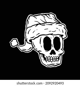 skull santa,hand drawn illustrations. for the design of clothes, jackets, posters, stickers, souvenirs etc.