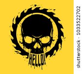 Skull in saw illustration