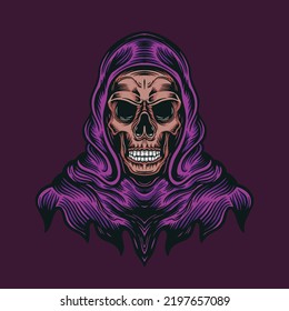 the skull scary cloak illustration