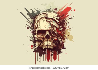 Skull scary vector illustration for t-shirt design