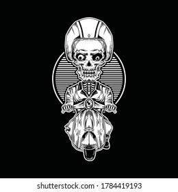 skull with scooter and helmet 