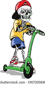 Skull scooter illustration for t shirt vector design print