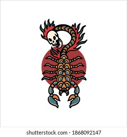 skull scorpion tattoo vector design