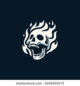 Skull screaming fire logo for sale.