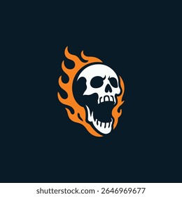Skull screaming fire logo for sale.
