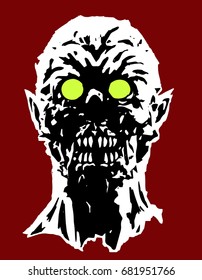 Skull of the screaming vampire character. Vector illustration. The horror genre. Scary character face for halloween.