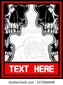 skull screaming vector hand drawing