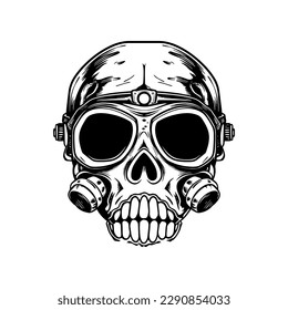 Skull scuba diver mask logo, Hand drawn vector illustration.