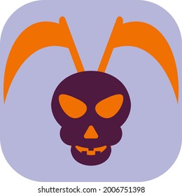 Skull and scythe, illustration, vector on a white background.
