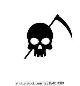 skull with scythe symbol vector illustration. reaper icon