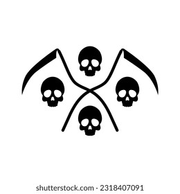 skull with scythe symbol vector illustration. reaper icon