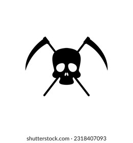 skull with scythe symbol vector illustration. reaper icon