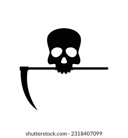 skull with scythe symbol vector illustration. reaper icon