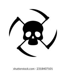 skull with scythe symbol vector illustration. reaper icon