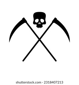 skull with scythe symbol vector illustration. reaper icon