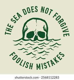 Skull sea death vector hand drawn illustration