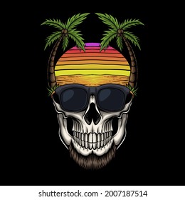 Ilustración del vector retro del mar de calavera para su empresa o marca