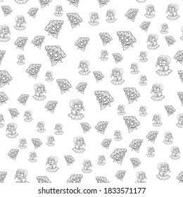 Skull Seamless Background. Mexican day of the dead. Freehand drawing.