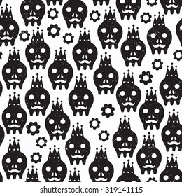 Skull seamless background. Vector illustration for day for the dead.