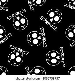 skull seamless doodle pattern