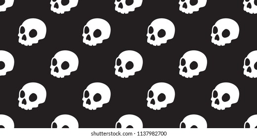 Skull seamless Halloween vector pattern bone Ghost head scarf isolated tile background repeat wallpaper