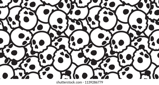 Skull seamless Halloween vector pattern Ghost head bone scarf isolated tile background repeat wallpaper