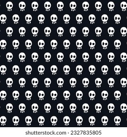 Skull seamless pattern background Scary head logo icon sign Doodle cartoon design for textile Halloween style Fashion print clothes apparel greeting invitation card cover flyer poster banner paper ad