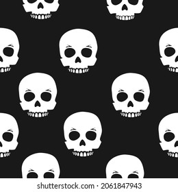 Skull seamless pattern, background. Vector