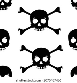 Skull seamless pattern, background. Vector