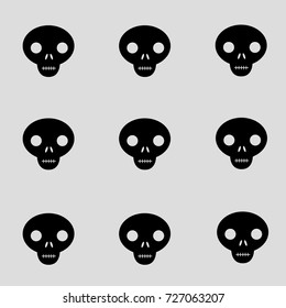 skull seamless pattern black on grey background vector