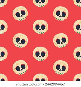 Skull seamless pattern cinco de mayo 