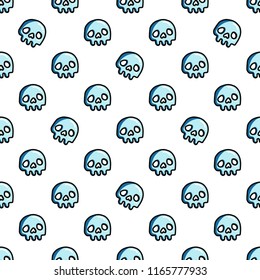 Skull seamless pattern. Day of the dead background. Fun and scary wrapping paper design. Cartoon doodle vector illustration.