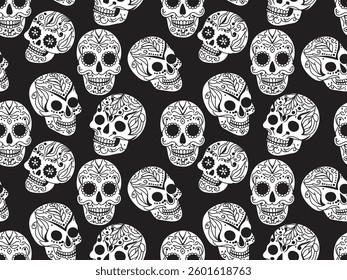 skull seamless pattern for decorating all fashion designs, fabrics, wallpapers and prints. on a dark background