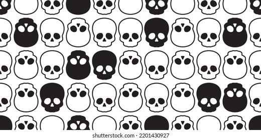 skull seamless pattern Halloween crossbones vector ghost pirate cartoon repeat wallpaper scarf isolated gift wrapping paper tile background doodle illustration symbol clip art design